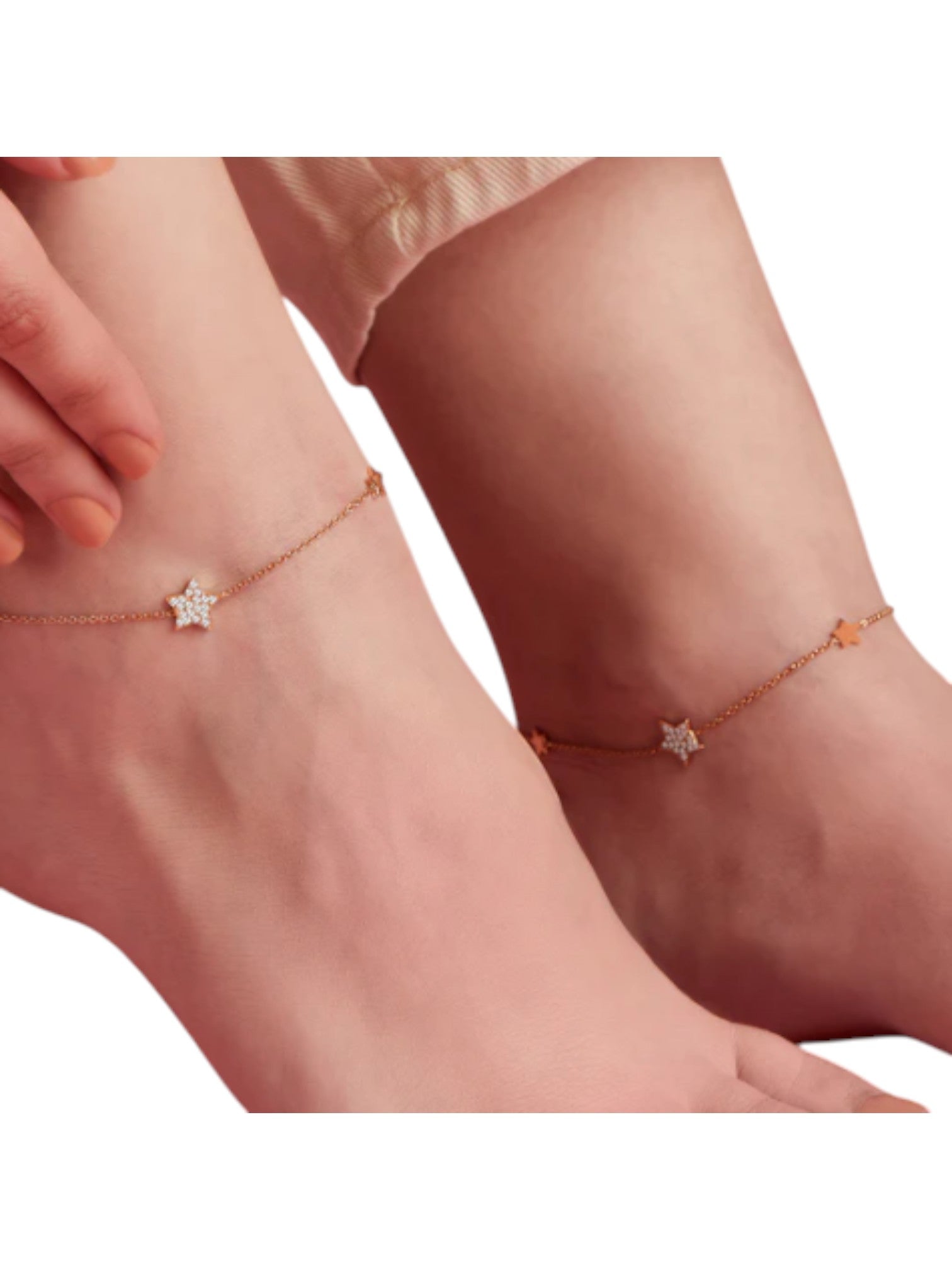 Star Rose Gold Plated CZ 925 Sterling Silver Anklet By Kesardeep Impex For Women